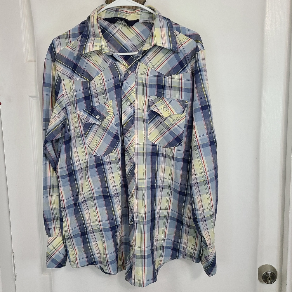 Lariat, Men's Long Sleeve Western Shirt, Size: Large Color: Plaid